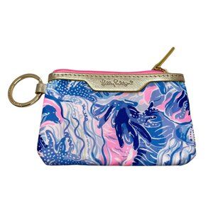 Lilly Pulitzer Keychain Coin Purse Wallet With ID Window  4"X5" preppy tropical